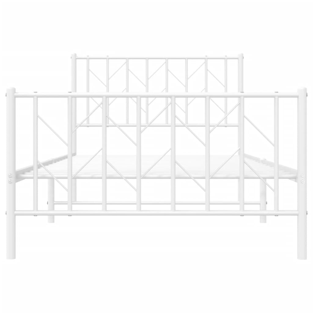 vidaXL Metal Bed Frame without Mattress with Footboard White 100x190cm 5