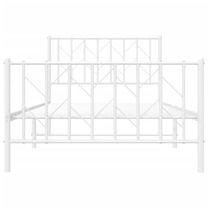 vidaXL Metal Bed Frame without Mattress with Footboard White 100x190cm 5