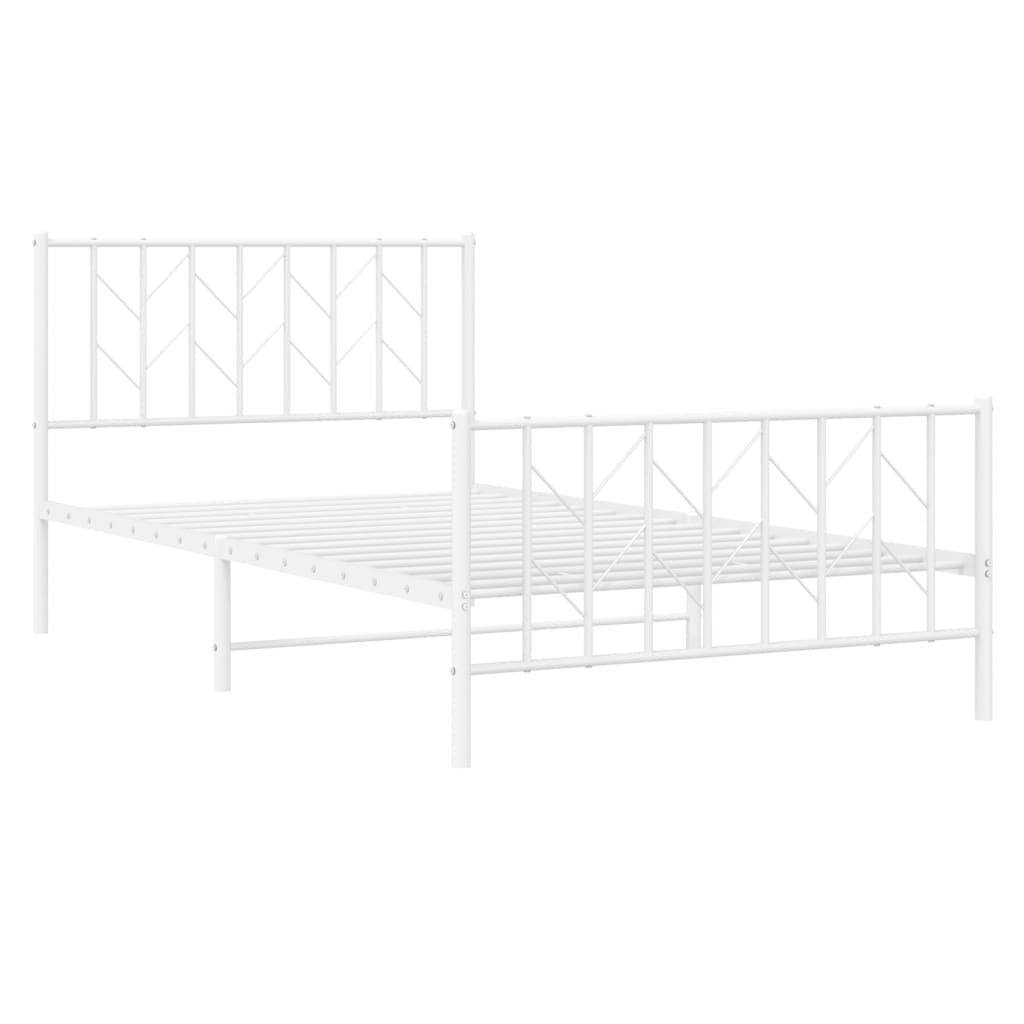 vidaXL Metal Bed Frame without Mattress with Footboard White 107x203cm 4