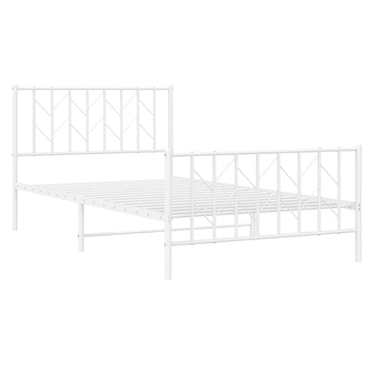 vidaXL Metal Bed Frame without Mattress with Footboard White 107x203cm 4