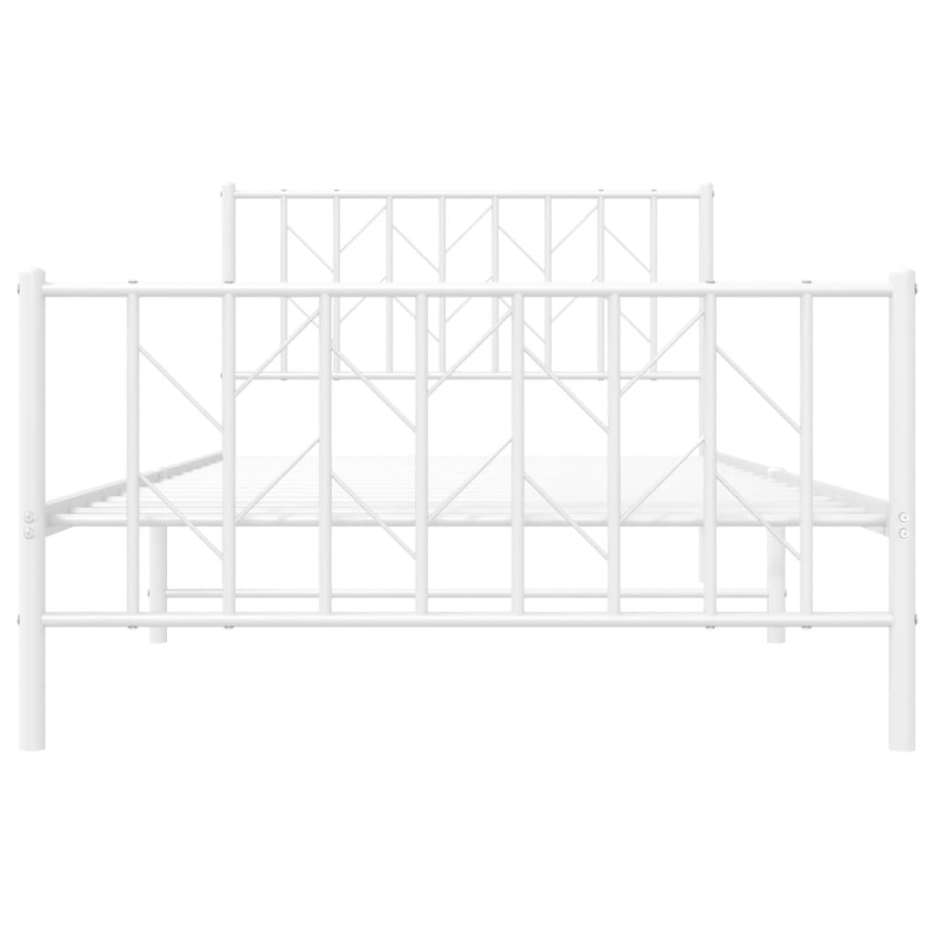 vidaXL Metal Bed Frame without Mattress with Footboard White 107x203cm 5