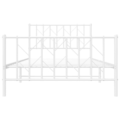 vidaXL Metal Bed Frame without Mattress with Footboard White 107x203cm 5