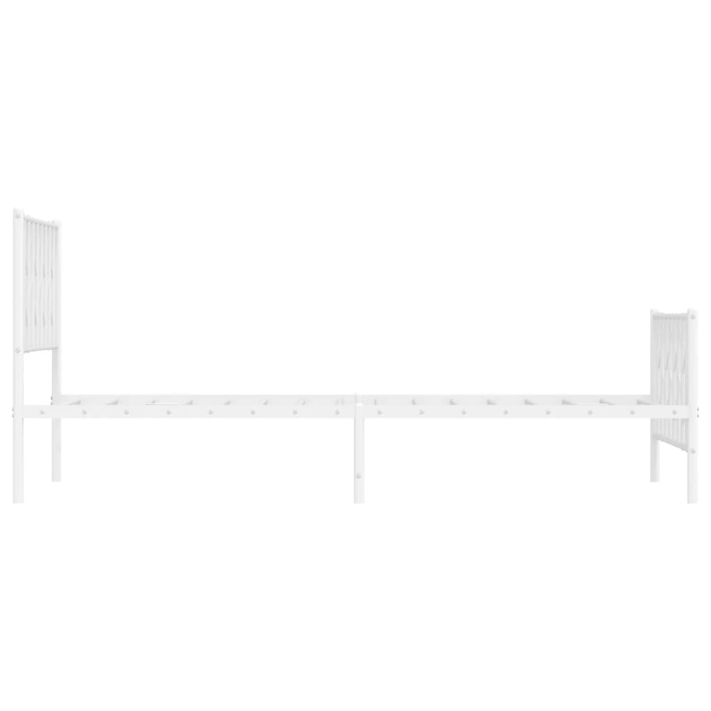 vidaXL Metal Bed Frame without Mattress with Footboard White 107x203cm 6