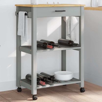 Kitchen Trolley MONZA Solid Pine Wood Grey 60 x 40 x 88.5 cm