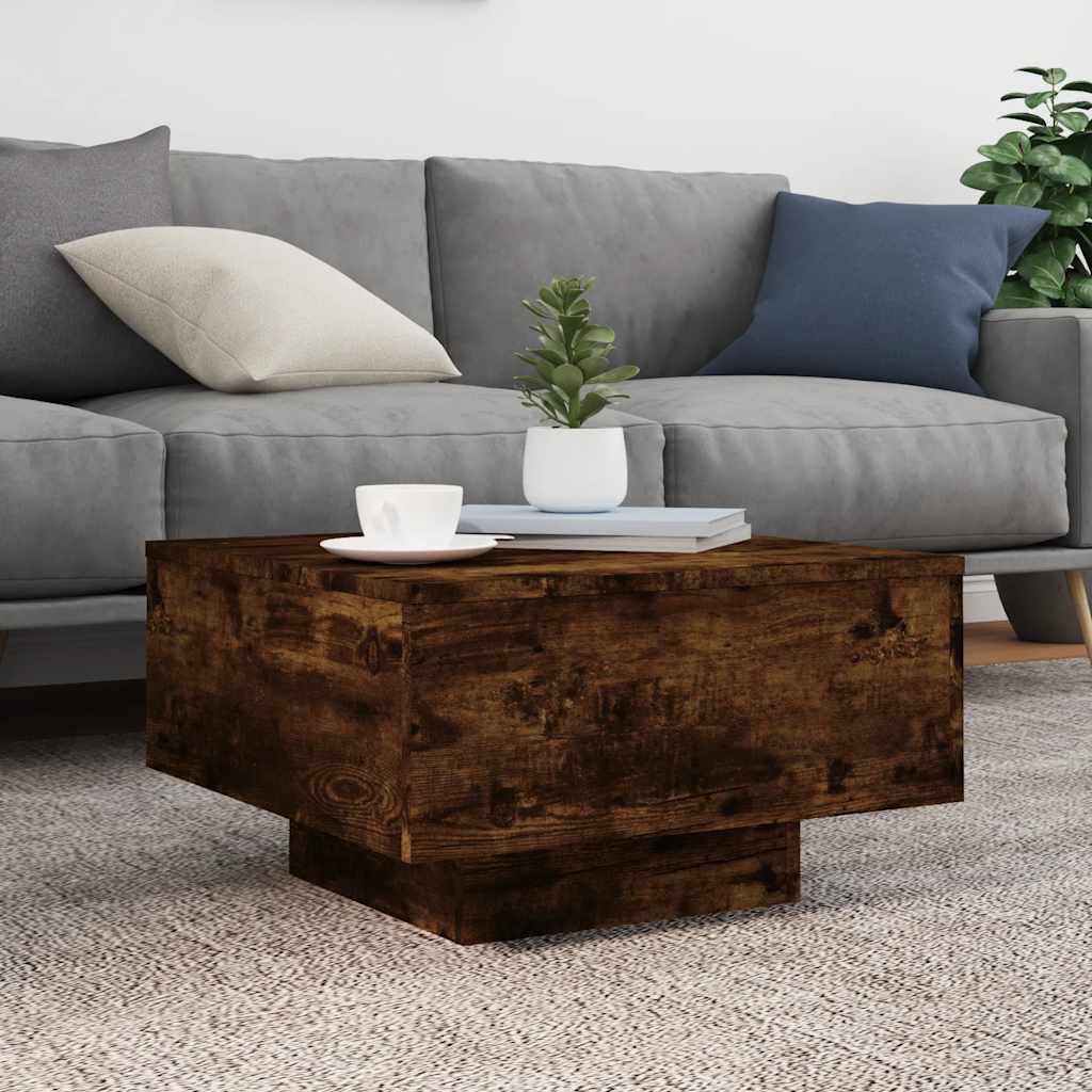 vidaXL Coffee Table Smoked Oak 55x55x31 cm Engineered Wood 3