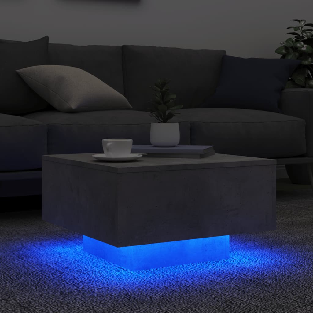 vidaXL Coffee Table with LED Lights Concrete Grey 55x55x31 cm 4