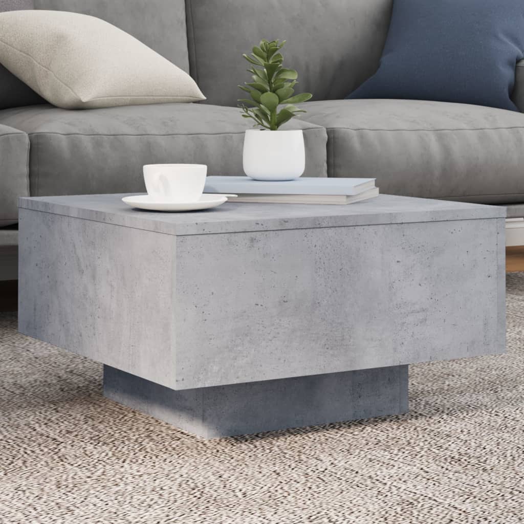 vidaXL Coffee Table with LED Lights Concrete Grey 55x55x31 cm 1