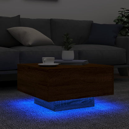 vidaXL Coffee Table with LED Lights Brown Oak 55x55x31 cm 4