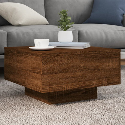 vidaXL Coffee Table with LED Lights Brown Oak 55x55x31 cm 1