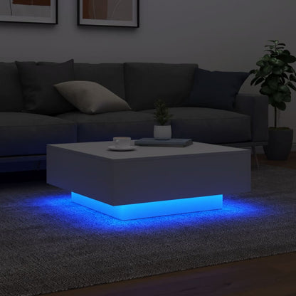 vidaXL Coffee Table with LED Lights White 80x80x31 cm 4