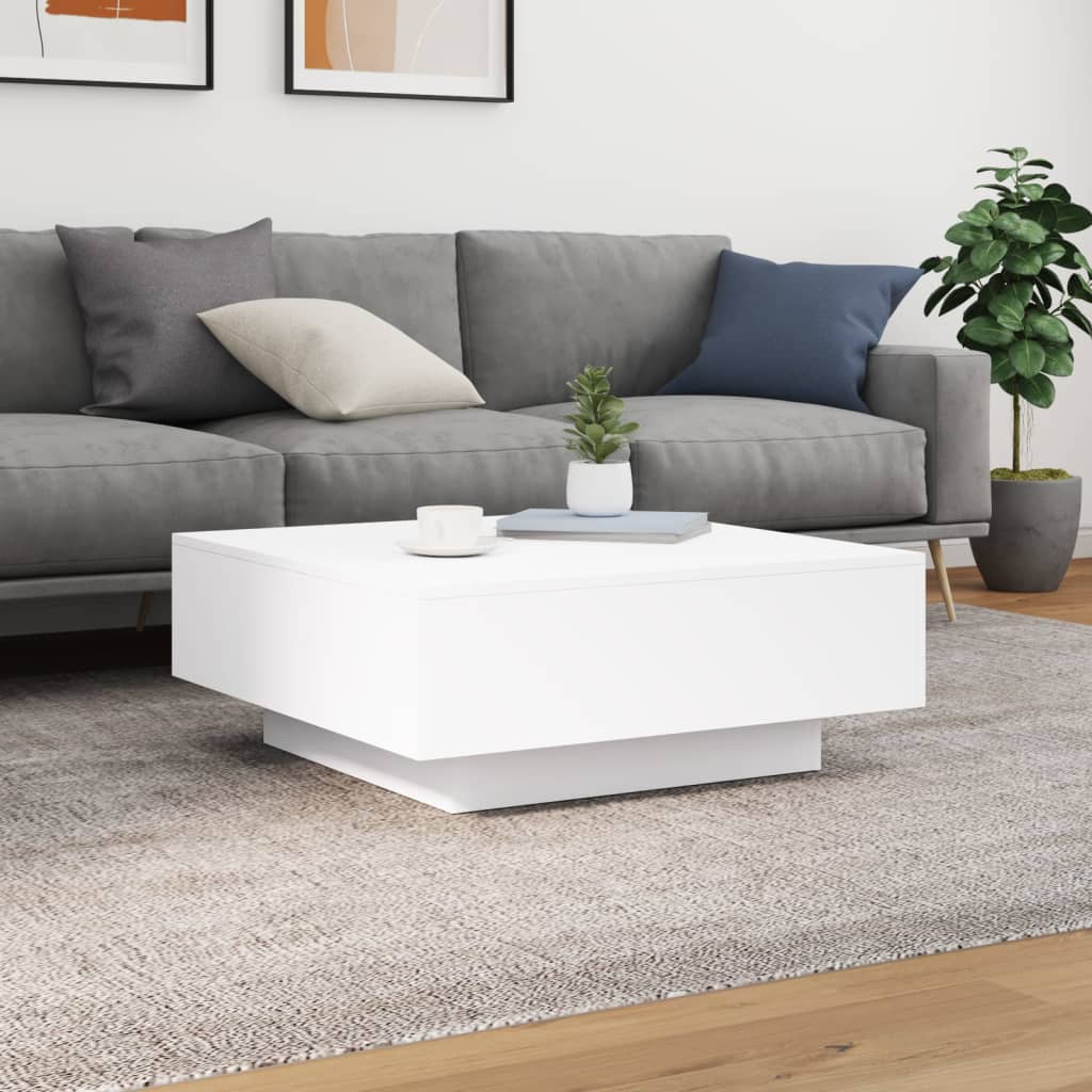 vidaXL Coffee Table with LED Lights White 80x80x31 cm 5