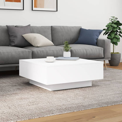 vidaXL Coffee Table with LED Lights White 80x80x31 cm 5