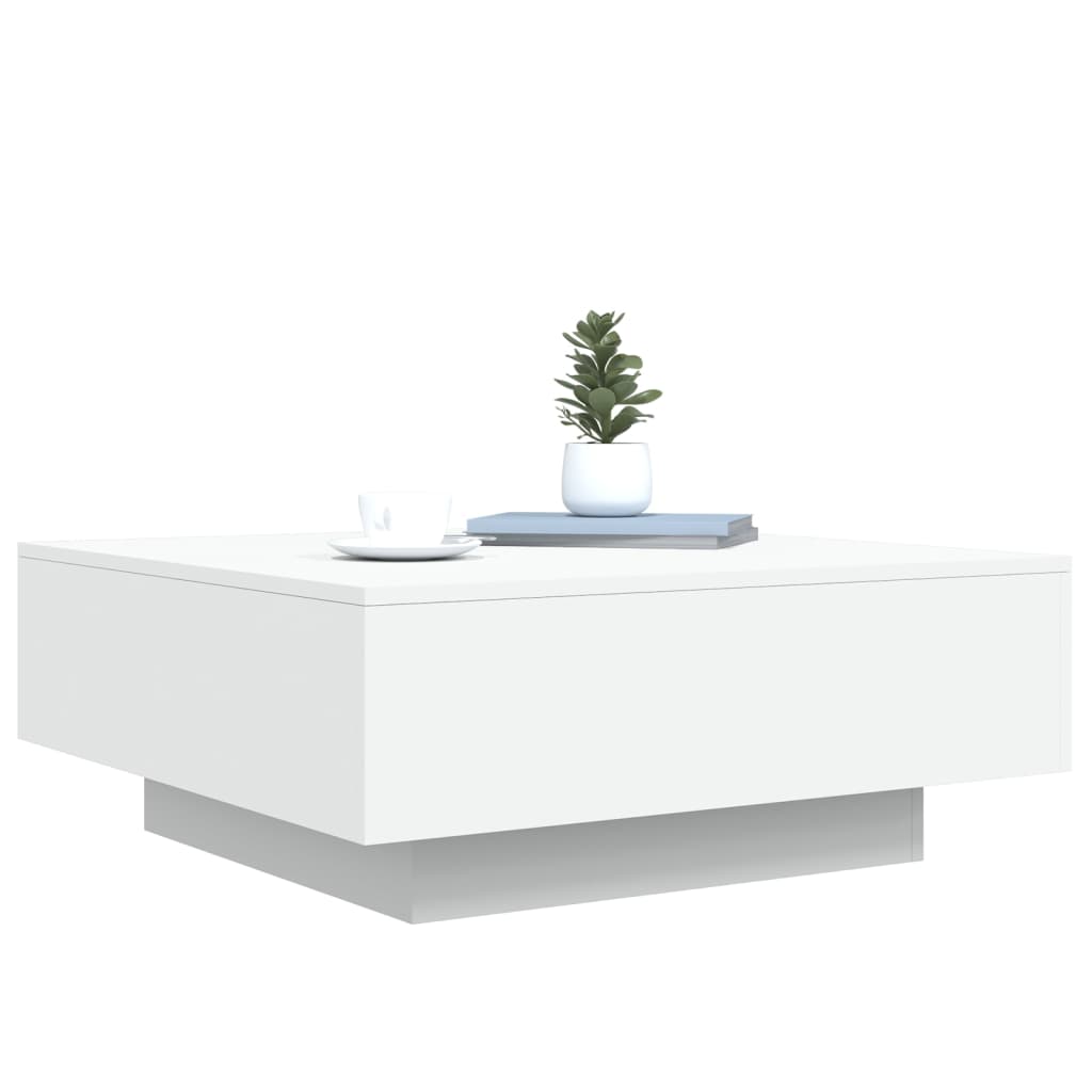 vidaXL Coffee Table with LED Lights White 80x80x31 cm 6