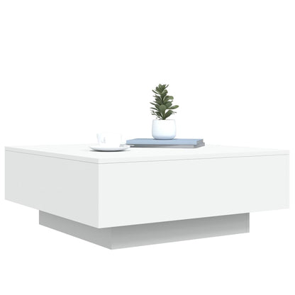 vidaXL Coffee Table with LED Lights White 80x80x31 cm 6