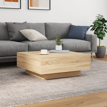 vidaXL Coffee Table with LED Lights Sonoma Oak 80x80x31 cm 5