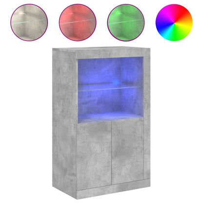 vidaXL Side Cabinet with LED Lights Concrete Grey Engineered Wood 2