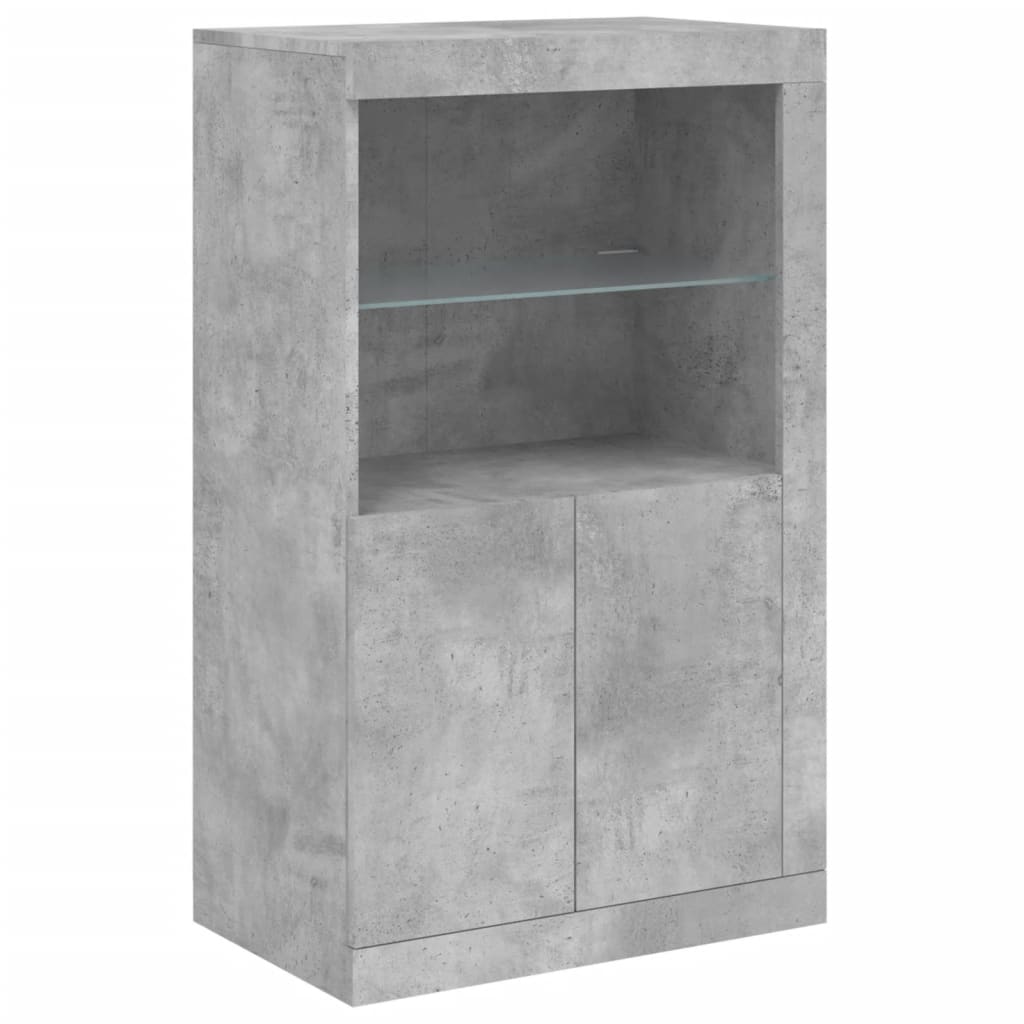 vidaXL Side Cabinet with LED Lights Concrete Grey Engineered Wood 4