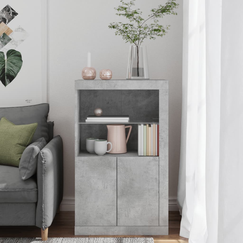 vidaXL Side Cabinet with LED Lights Concrete Grey Engineered Wood 3