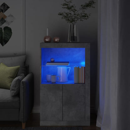 vidaXL Side Cabinet with LED Lights Concrete Grey Engineered Wood 1