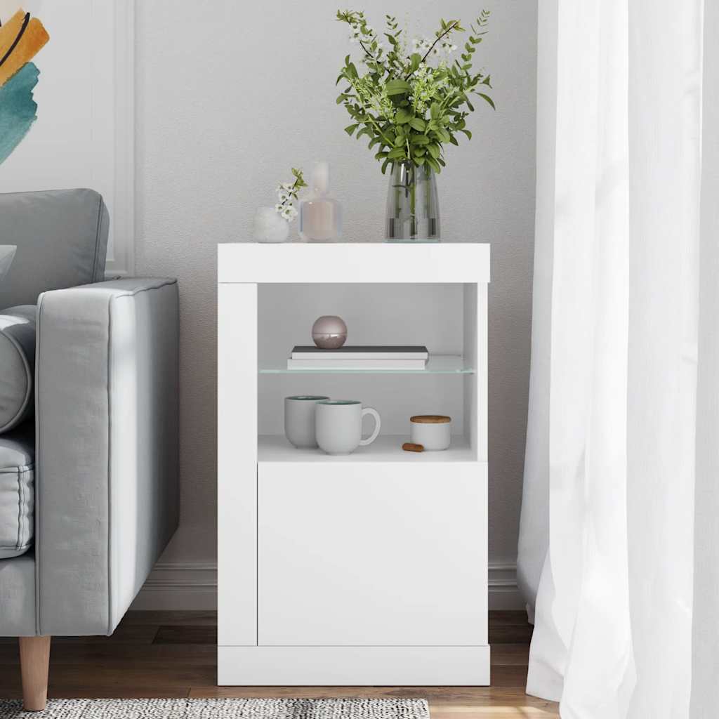 vidaXL Side Cabinet with LED Lights White Engineered Wood 3