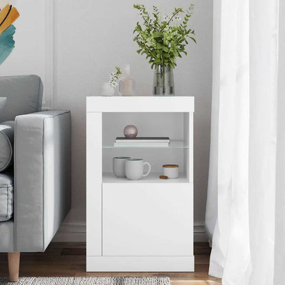 vidaXL Side Cabinet with LED Lights White Engineered Wood 3