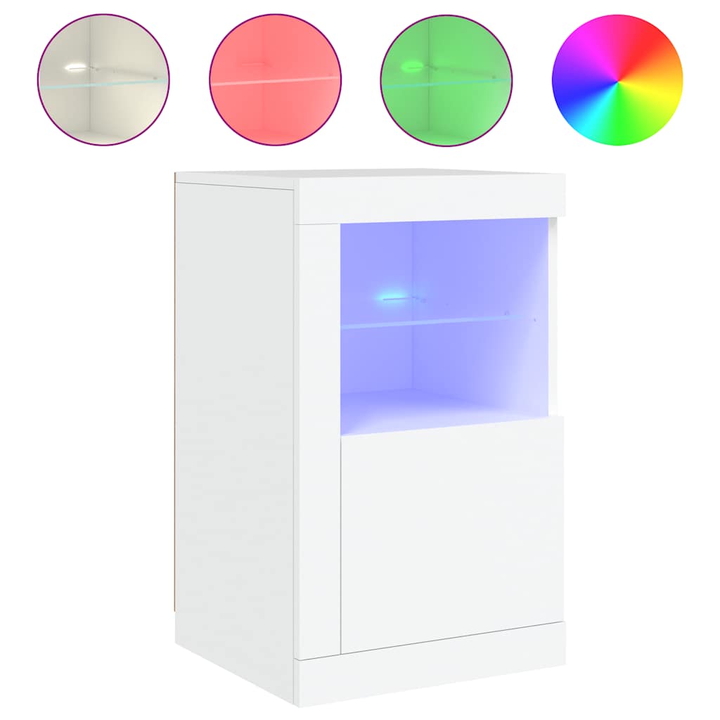 vidaXL Side Cabinet with LED Lights White Engineered Wood 5