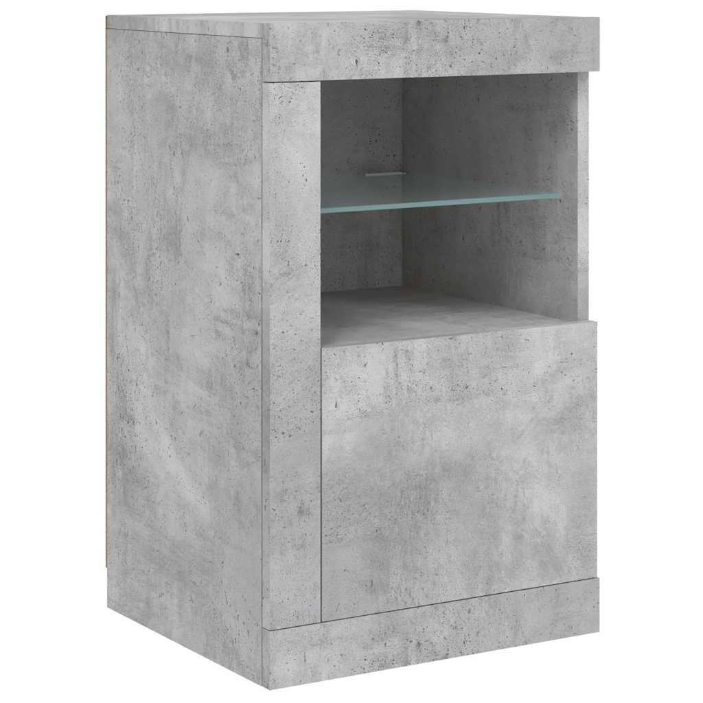 vidaXL Side Cabinet with LED Lights Concrete Grey Engineered Wood 2