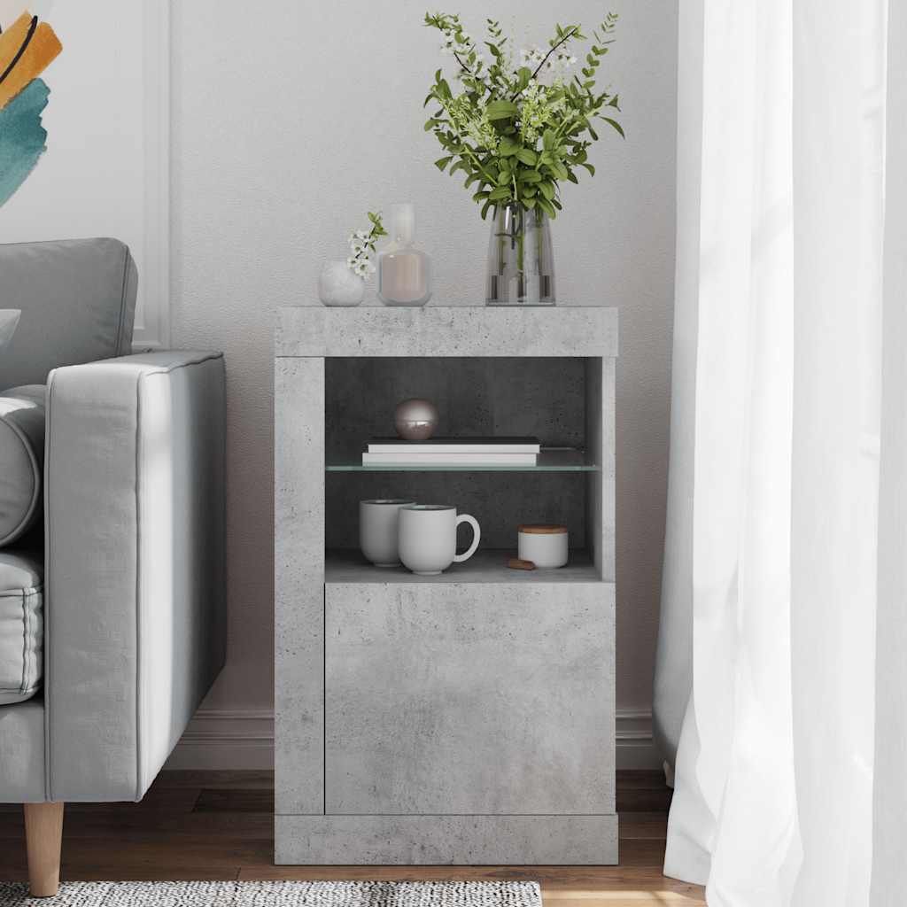 vidaXL Side Cabinet with LED Lights Concrete Grey Engineered Wood 3