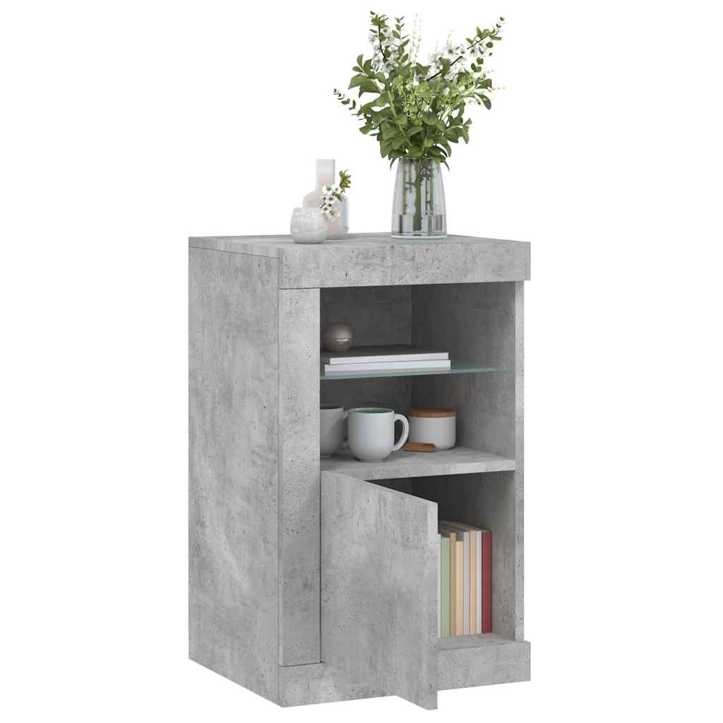 vidaXL Side Cabinet with LED Lights Concrete Grey Engineered Wood 4