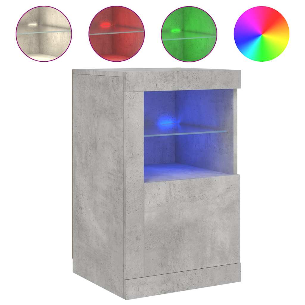 vidaXL Side Cabinet with LED Lights Concrete Grey Engineered Wood 5