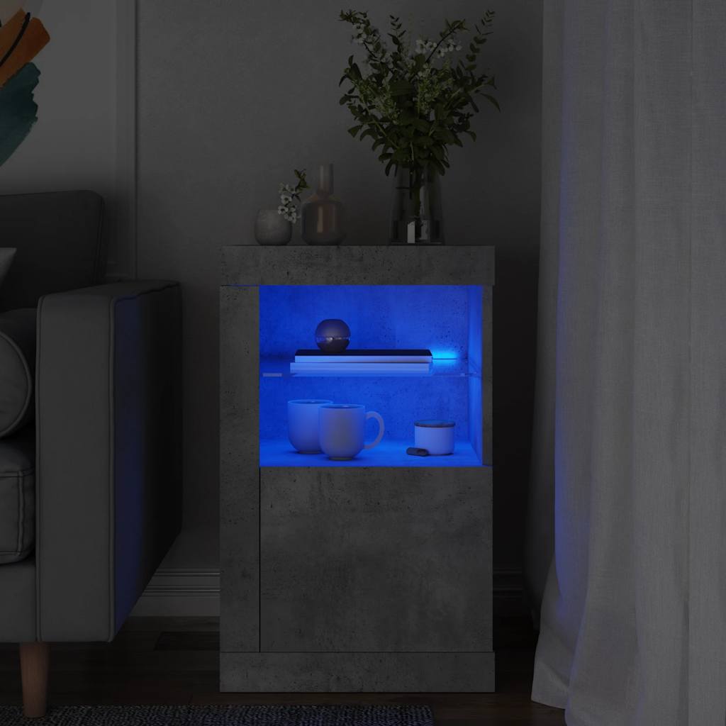 vidaXL Side Cabinet with LED Lights Concrete Grey Engineered Wood 1