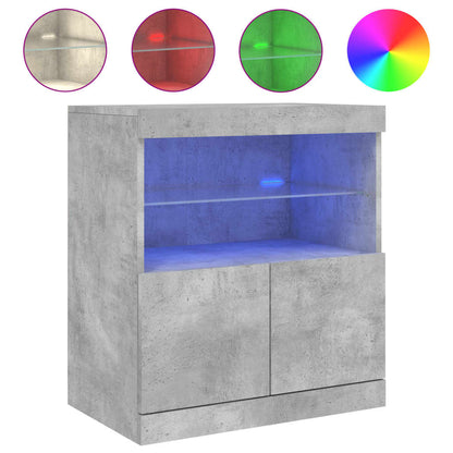 Sideboard with LED Lights 60x37x67 cm Concrete grey