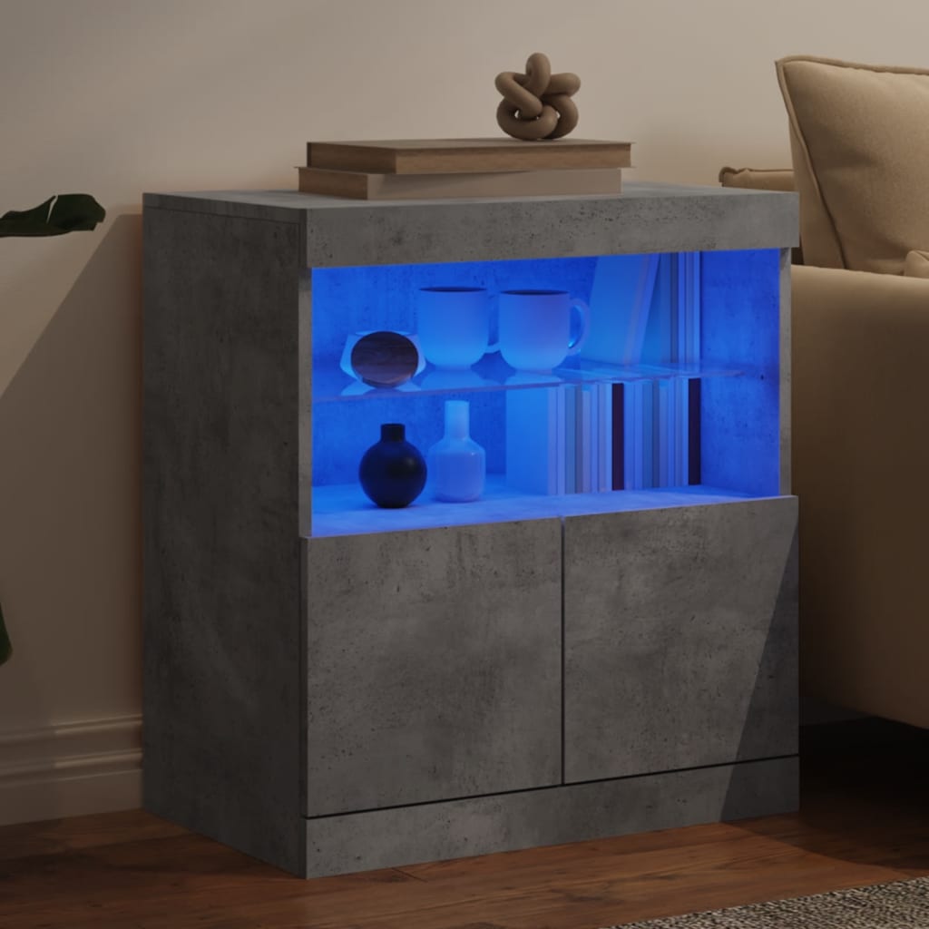 Sideboard with LED Lights 60x37x67 cm Concrete grey