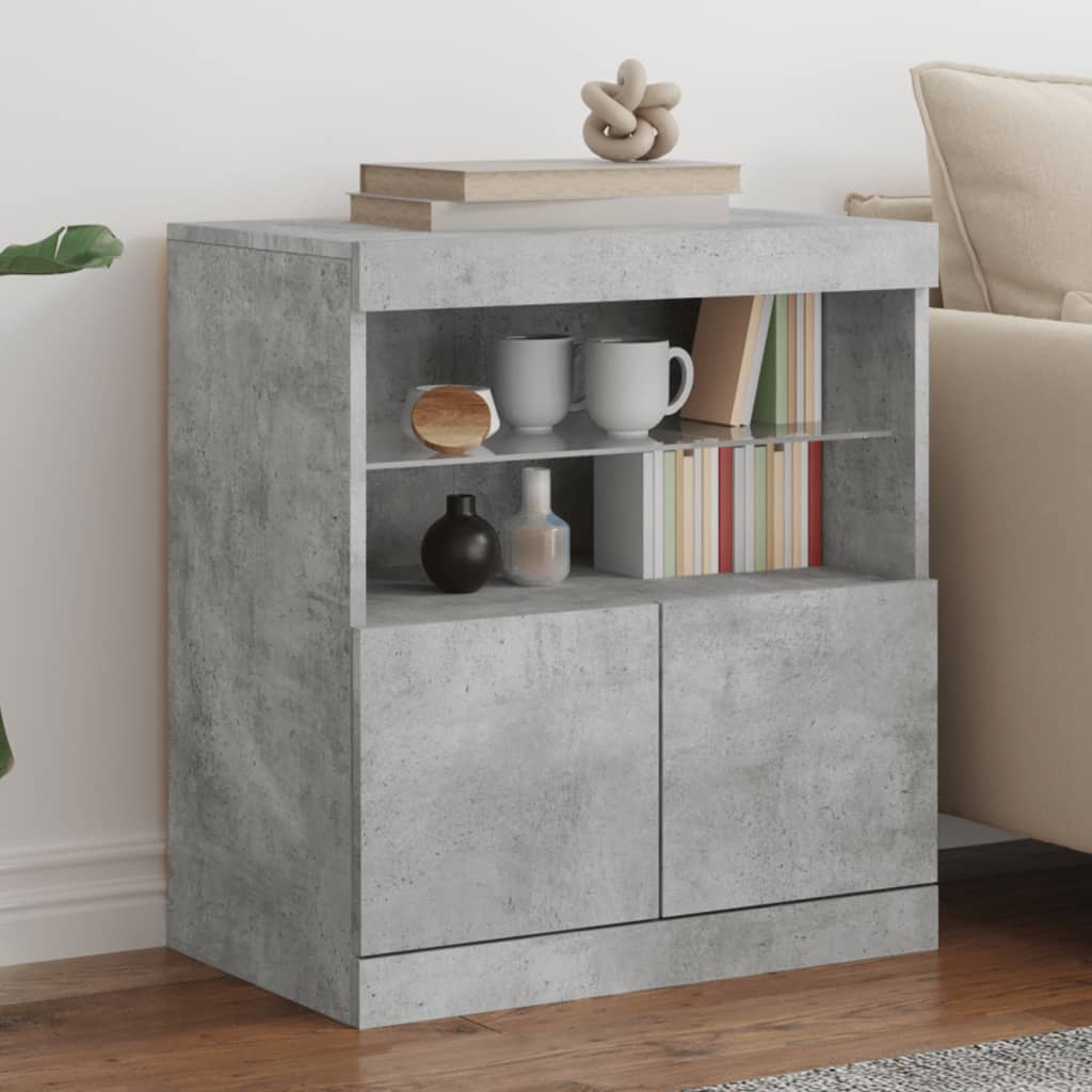 Sideboard with LED Lights 60x37x67 cm Concrete grey