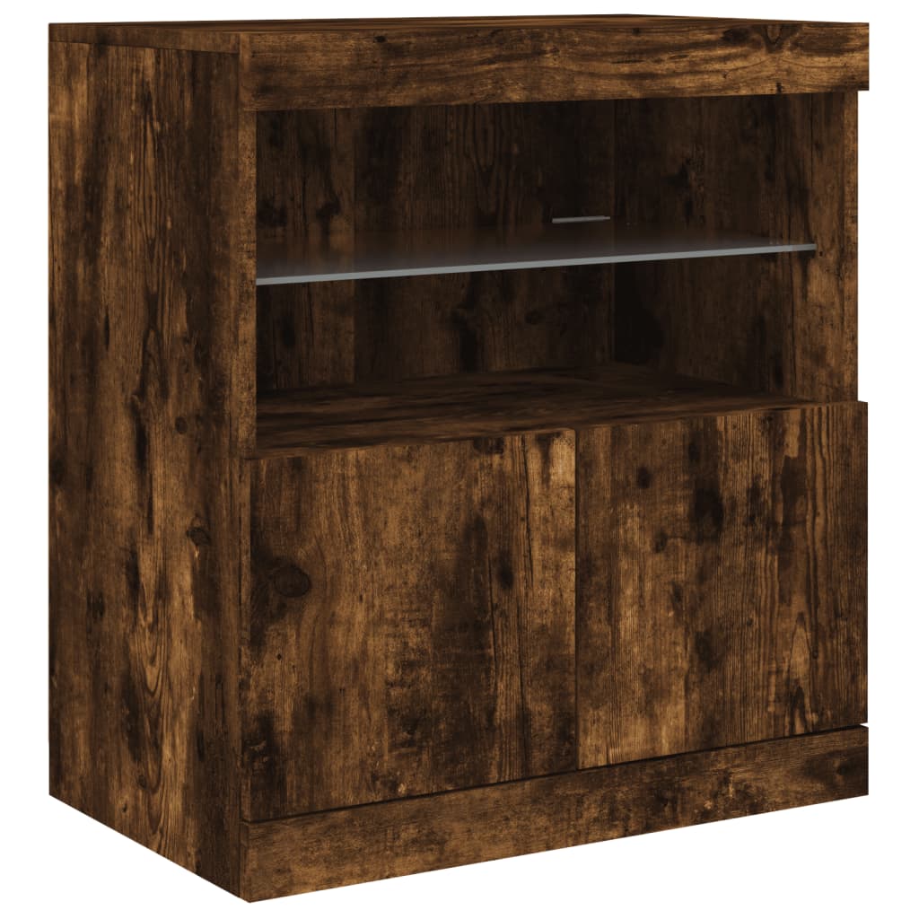 vidaXL Sideboard with LED Lights Smoked Oak 60x37x67 cm 4