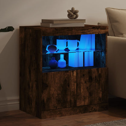 Sideboard with LED Lights 60x37x67 cm Smoked oak