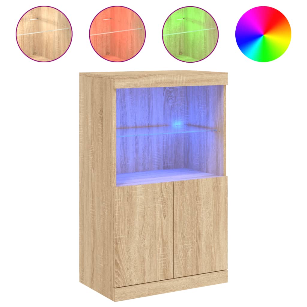Sideboard with LED Lights 60,5x37x100 cm Sonoma oak