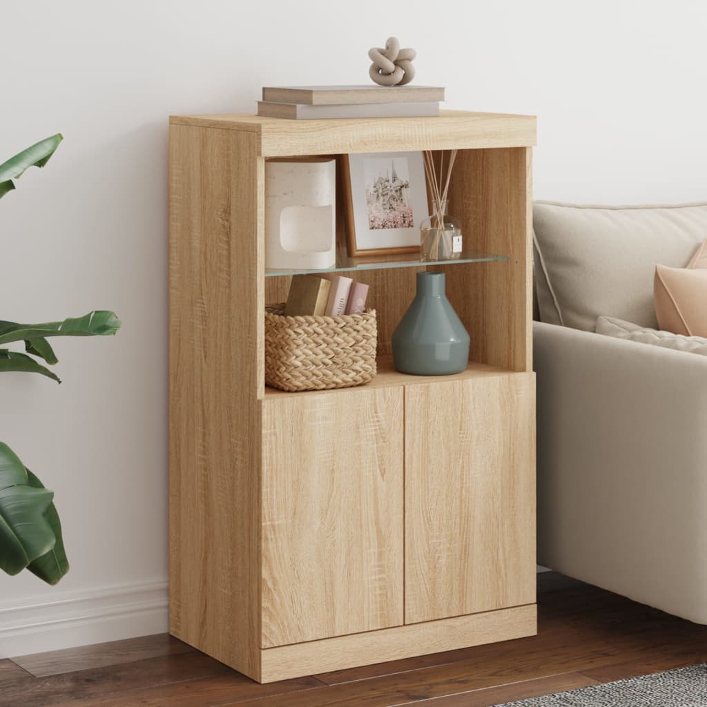 Sideboard with LED Lights 60,5x37x100 cm Sonoma oak