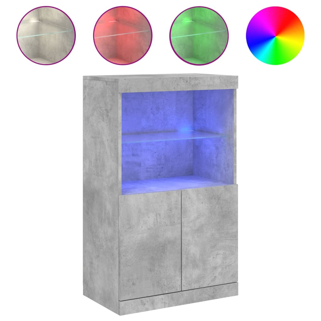Sideboard with LED Lights 60,5x37x100 cm Concrete grey