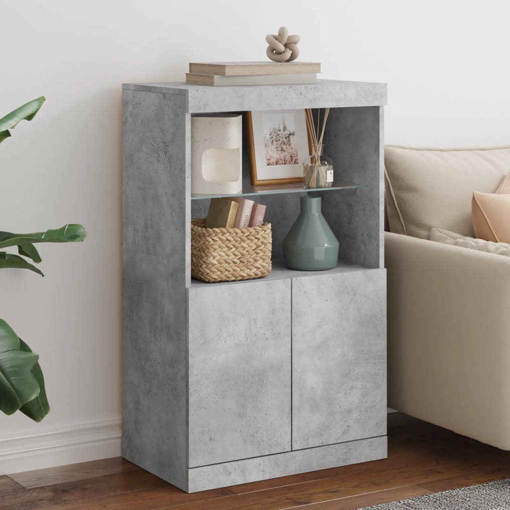 vidaXL Sideboard with LED Lights Concrete Grey 60,5x37x100 cm 1