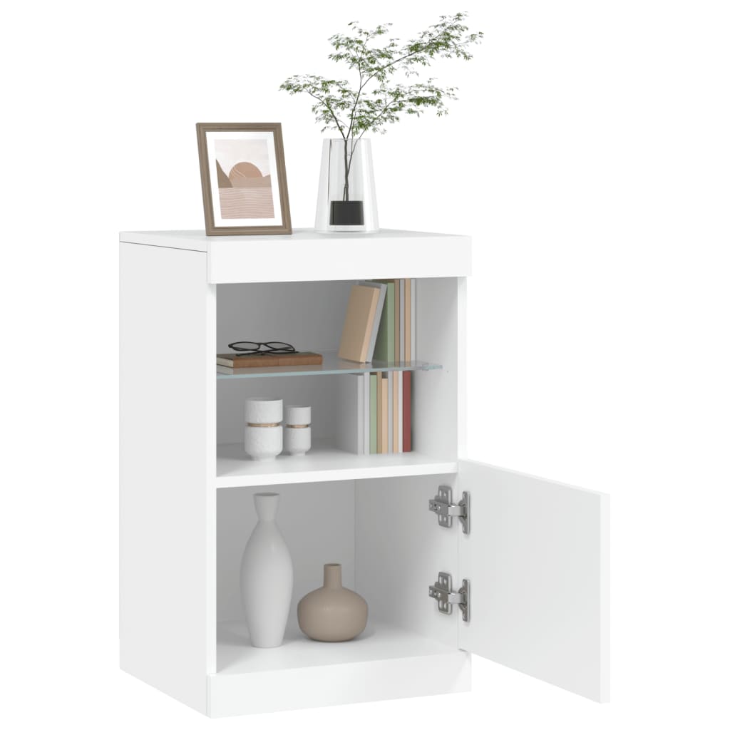 vidaXL Sideboard with LED Lights White 41x37x67 cm 5