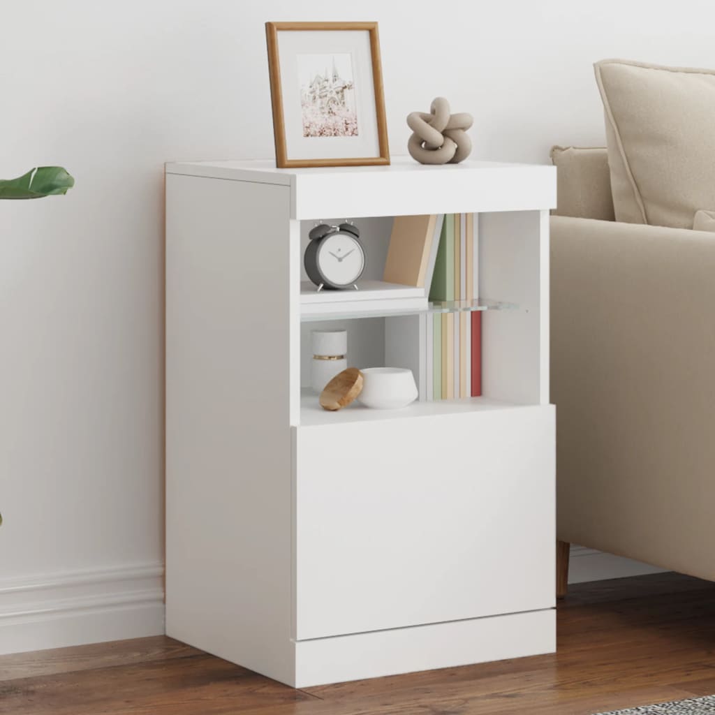 vidaXL Sideboard with LED Lights White 41x37x67 cm 1