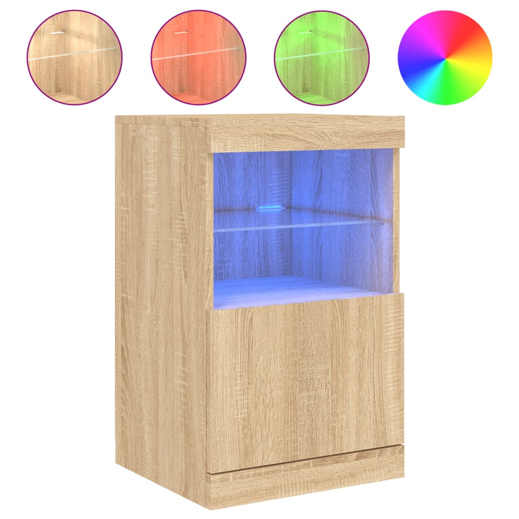 vidaXL Sideboard with LED Lights Sonoma Oak 41x37x67 cm 2