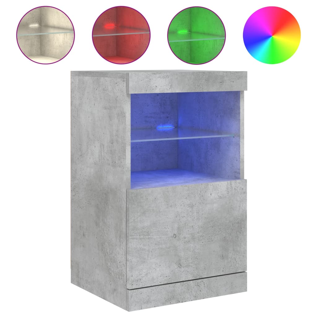vidaXL Sideboard with LED Lights Concrete Grey 41x37x67 cm 2