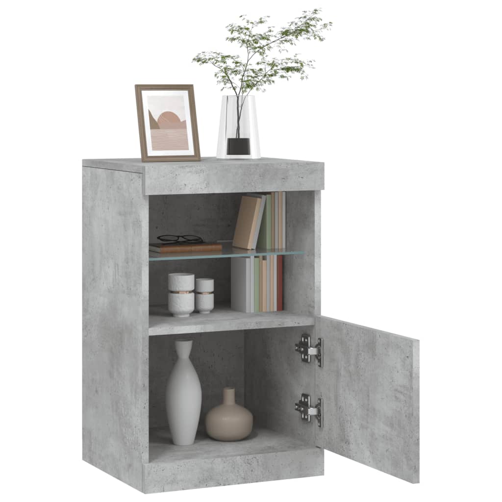 vidaXL Sideboard with LED Lights Concrete Grey 41x37x67 cm 5