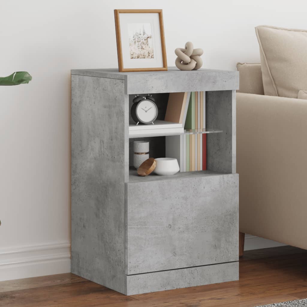 vidaXL Sideboard with LED Lights Concrete Grey 41x37x67 cm 1