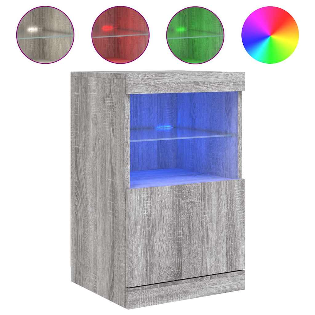 vidaXL Sideboard with LED Lights Grey Sonoma 41x37x67 cm 2
