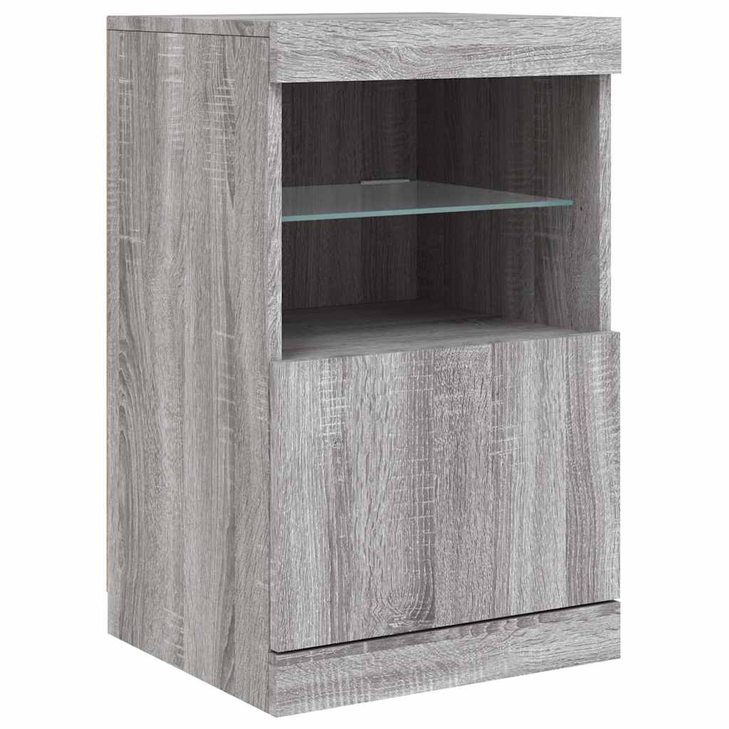 vidaXL Sideboard with LED Lights Grey Sonoma 41x37x67 cm 3