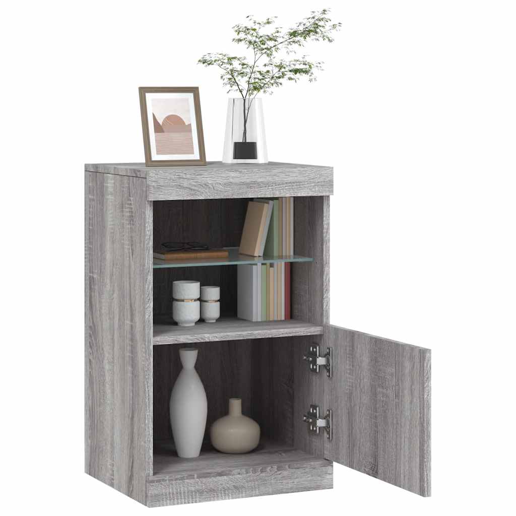 vidaXL Sideboard with LED Lights Grey Sonoma 41x37x67 cm 5