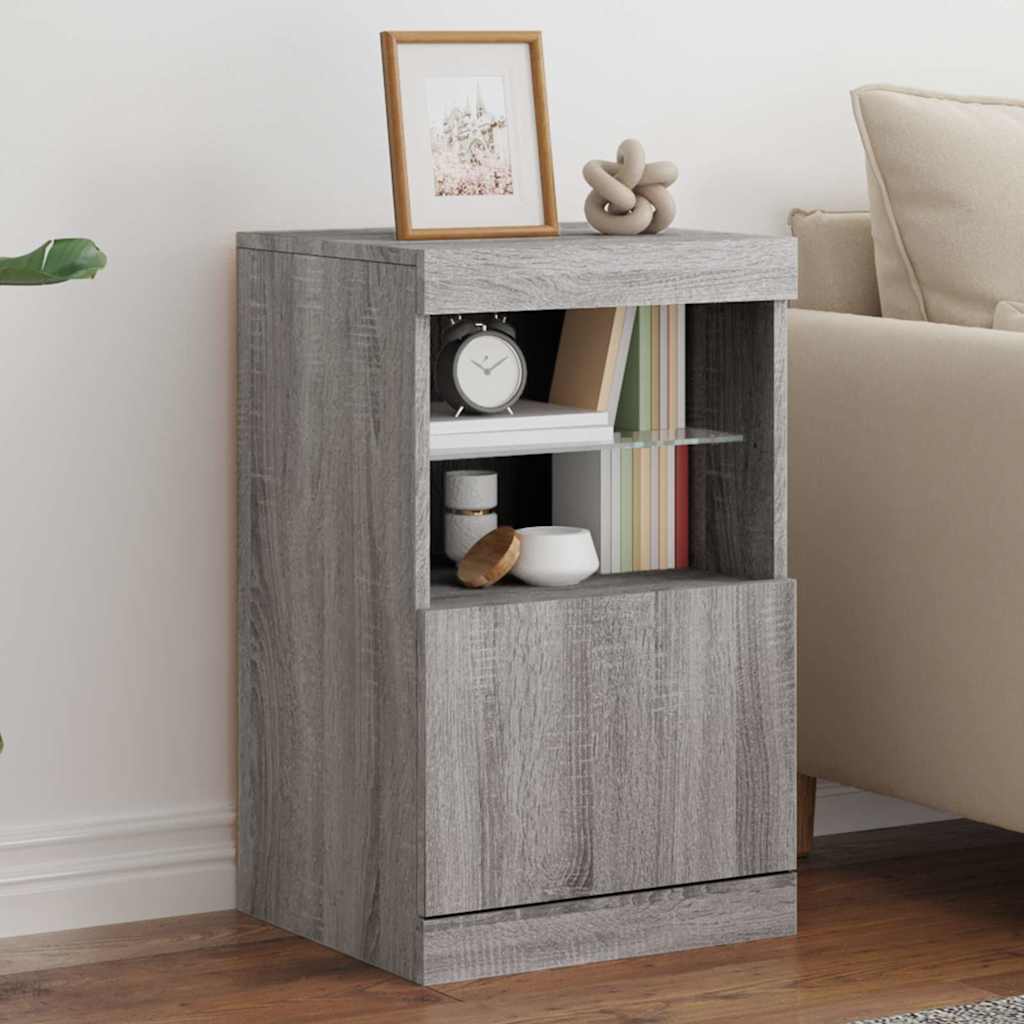 vidaXL Sideboard with LED Lights Grey Sonoma 41x37x67 cm 1